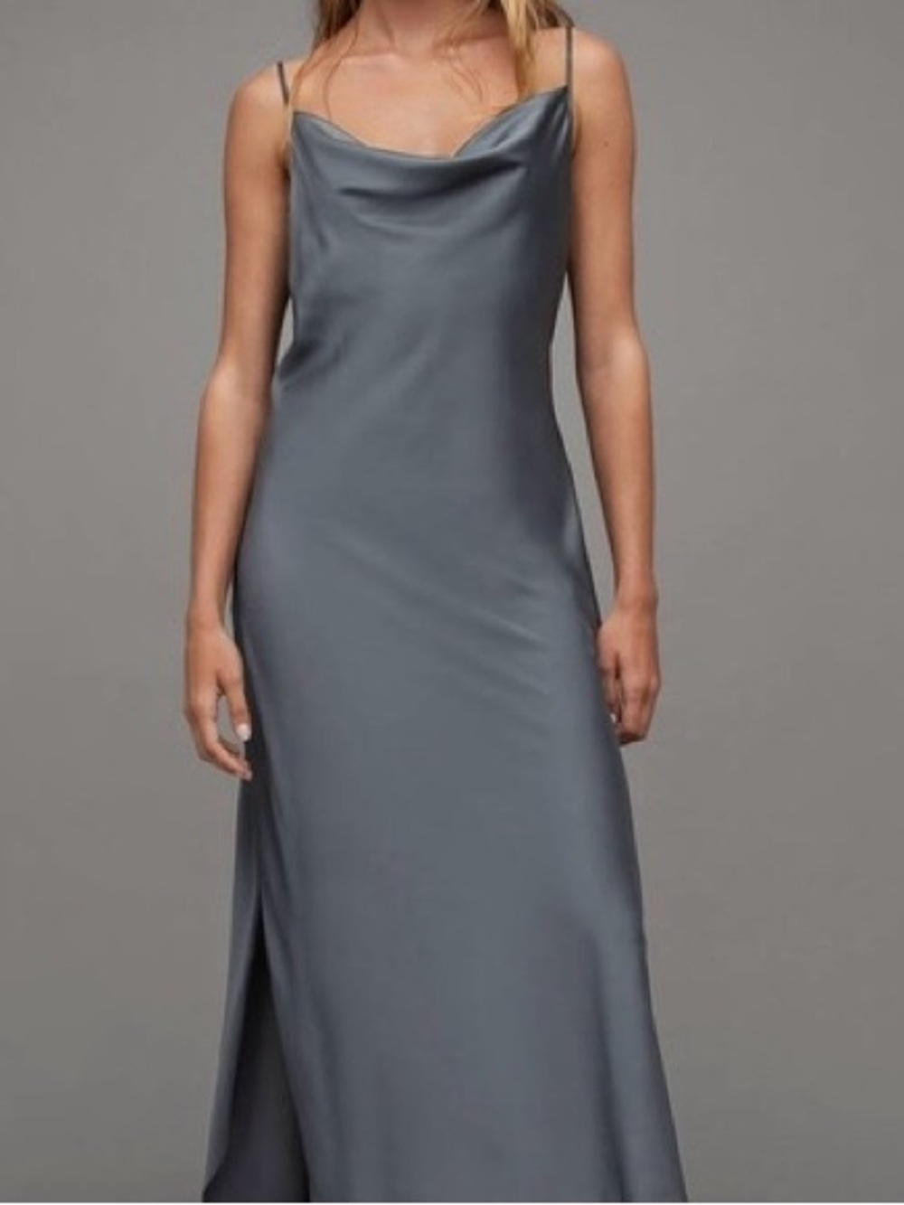 NWT Anthropologie Maxi Slip Dress Size Small Carbon Gray Silky Romantic W5